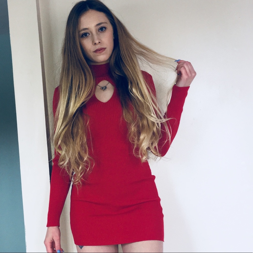 Red sweater dress